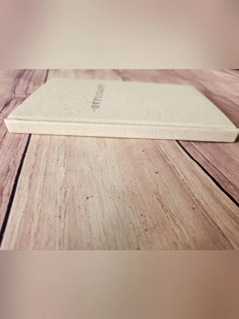 Officiant Book - Cream Canvas Linen Embossed Hard Cover Officiant or Pastor